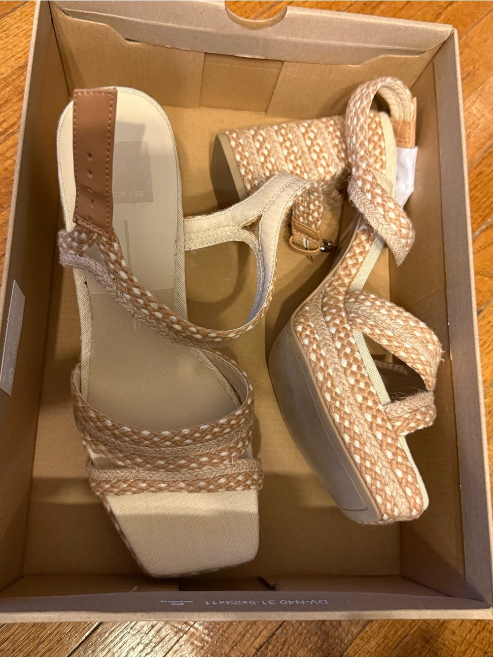 Dolce Vita Braided Tan & Cream Wedge Sandals